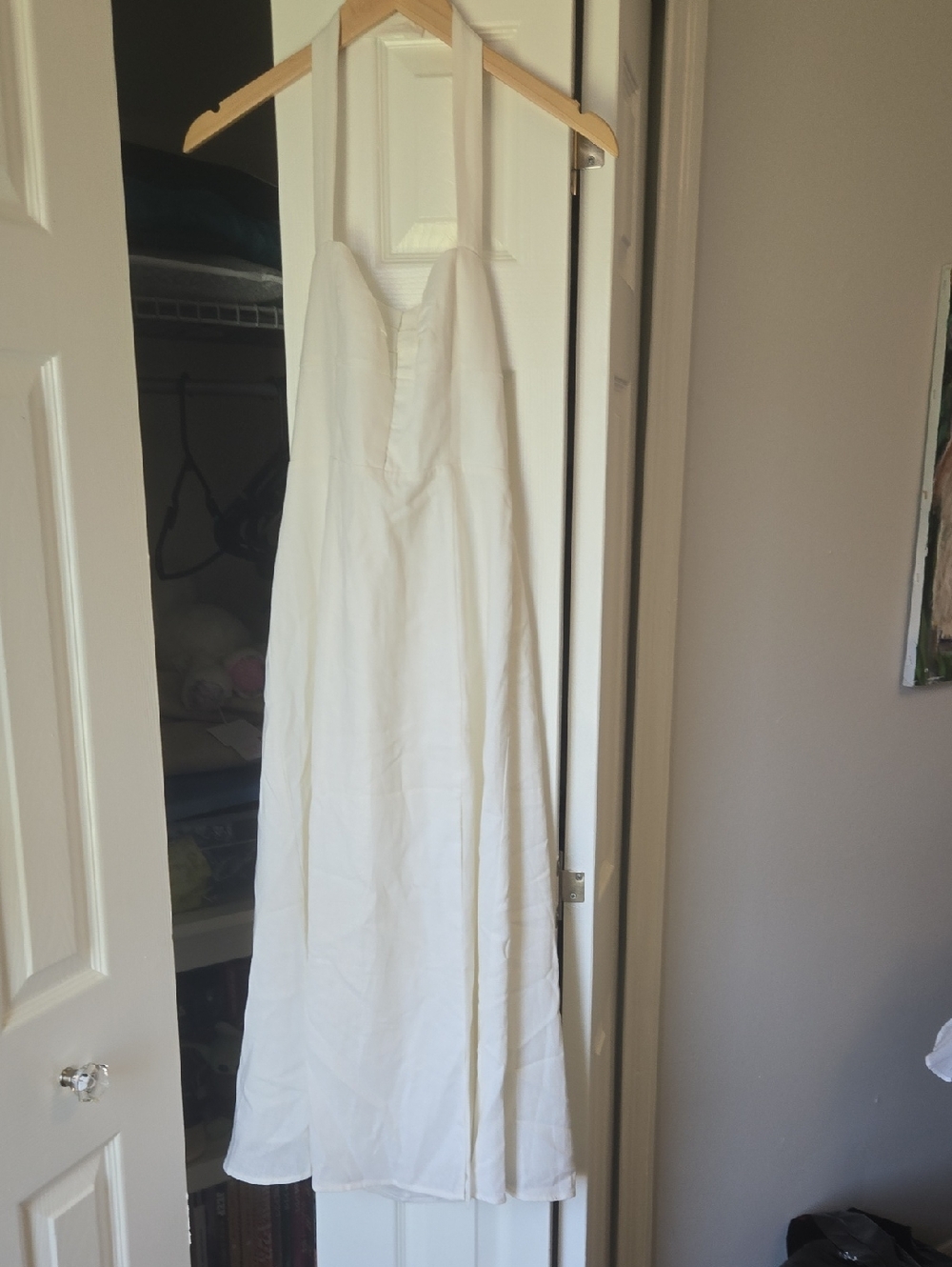 NWOT Wayf Cream Halter Linen Dress